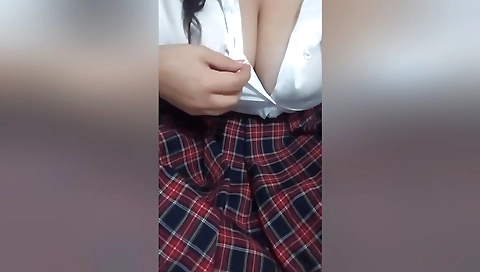 teen 18+ Plays With Her Big Tits After School