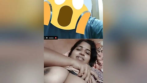 Today Exclusive- Desi Bhabhi Showing Her Boobs To Lover On Video Call 2