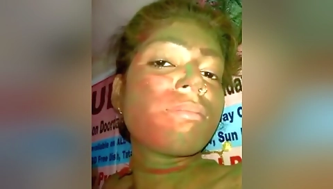 Slim House Wife Enjoy Home Sex With Her Husband On Holi