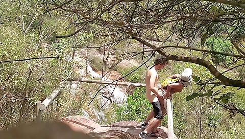 Public Sex In Waterfall In Brasil. Nature Makes Her Horny!